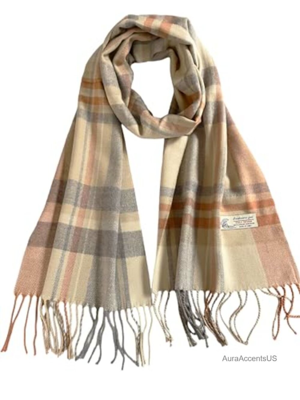 Cashmere-Feel Plaid Scarf 72x12, Warm Winter Wrap